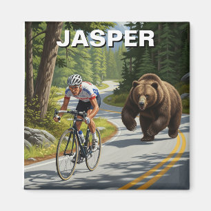 Íman Urso perseguindo o ciclista Jasper Canada