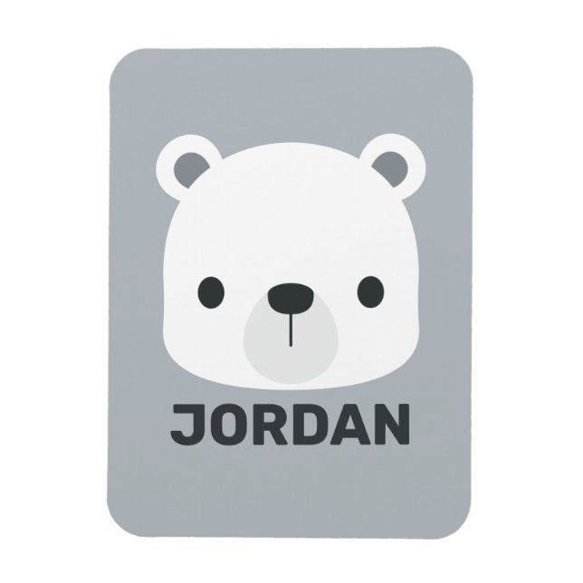 Íman Urso Polar Bonito com Nome Personalizado (Vertical)