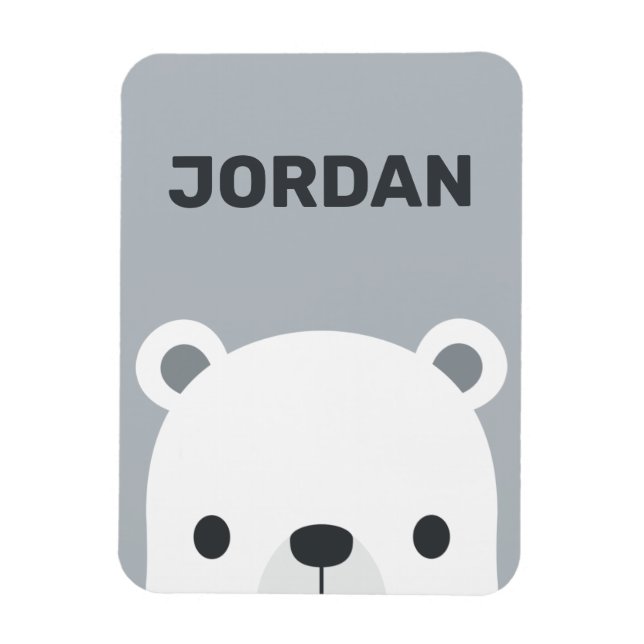 Íman Urso Polar Bonito com Nome Personalizado (Vertical)