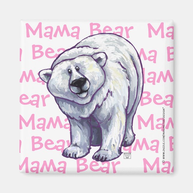 Íman Urso Polar Bonito para a Mãe (Frente)