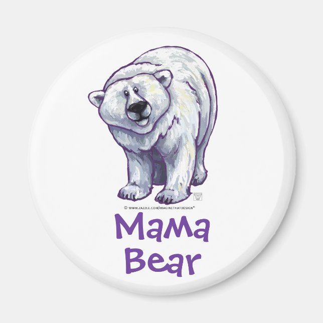 Íman Urso Polar Bonito para a Mãe (Frente)