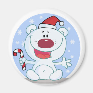 Íman Urso Polar Com Canavieira De Candy No Natal