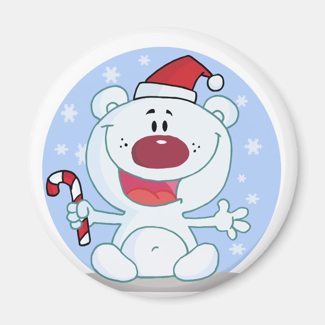 Íman Urso Polar Com Canavieira De Candy No Natal (Frente)