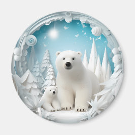 Íman Urso Polar com Oceano Ártico Cub White Winter