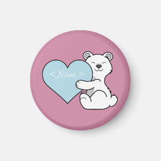 Íman Urso Polar dia de os namorados com Coração Azul-Cl