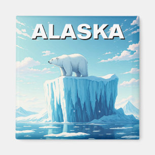 Íman Urso Polar em Cartaz do Alasca Iceberg