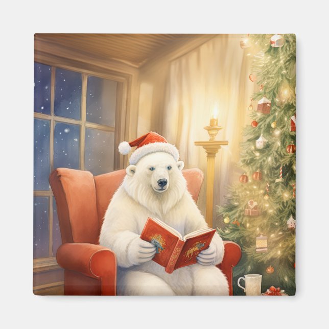 Íman Urso Polar em Leitura de Véspera de Natal (Frente)