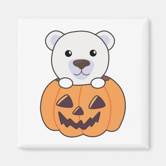 Íman Urso Polar Em Pumpkin, Ursos Polares Felizes Magn (Frente)