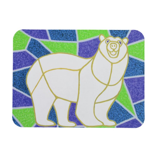 Íman Urso Polar em Vidro Estreitado (Horizontal)