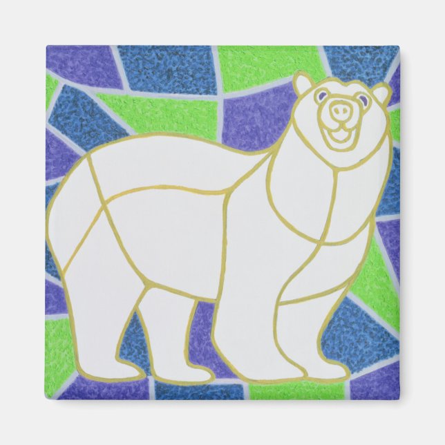 Íman Urso Polar em Vidro Estreitado (Frente)