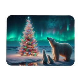 Íman Urso Polar Mãe Cubs Árvore De Natal Aurora Boreali
