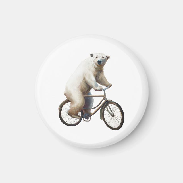 Íman Urso Polar Na Bicicleta (Frente)