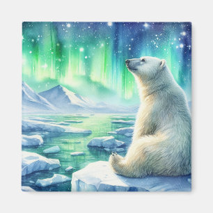 Íman Urso Polar Olhando as Estrelas de Forma Realista Í