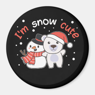 Íman Urso Polar Sou um Magneto de Neve Fofo Snowman