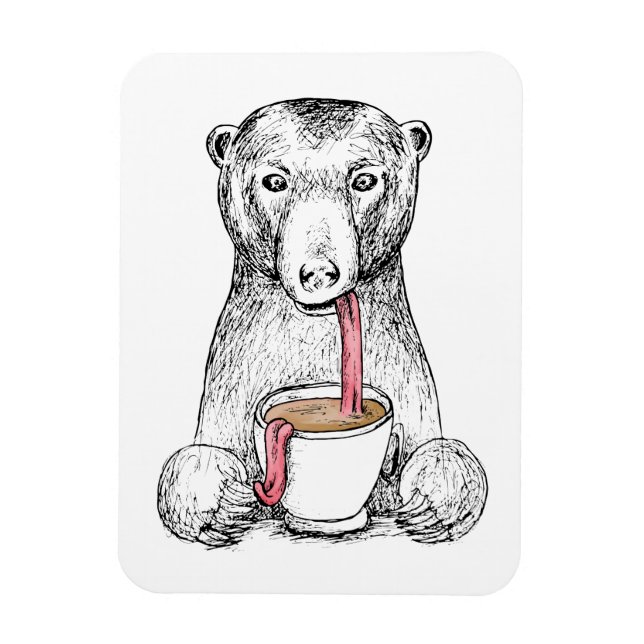 Íman Urso Precisa De Ilustração De Design De Café (Vertical)