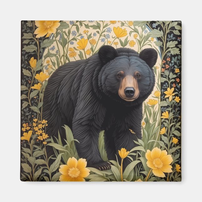 Íman Urso Preto E Flores Amarelas (Frente)