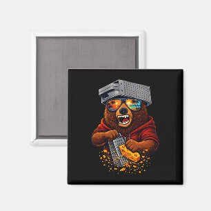 Íman Urso Retro Com Chapéu de Ralador de Queijo e Óculo