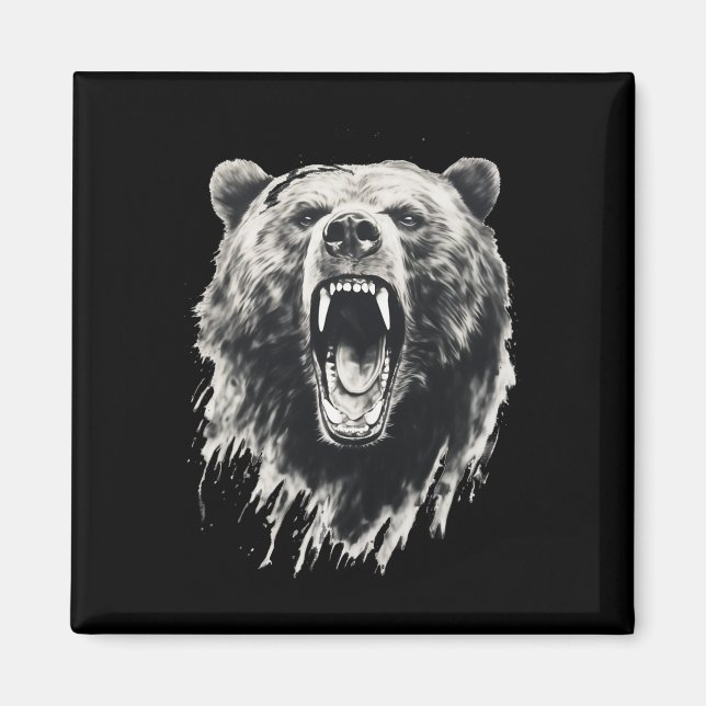 Íman Urso Vintage Urso Pardo Bravo Caminhada Acampament (Frente)