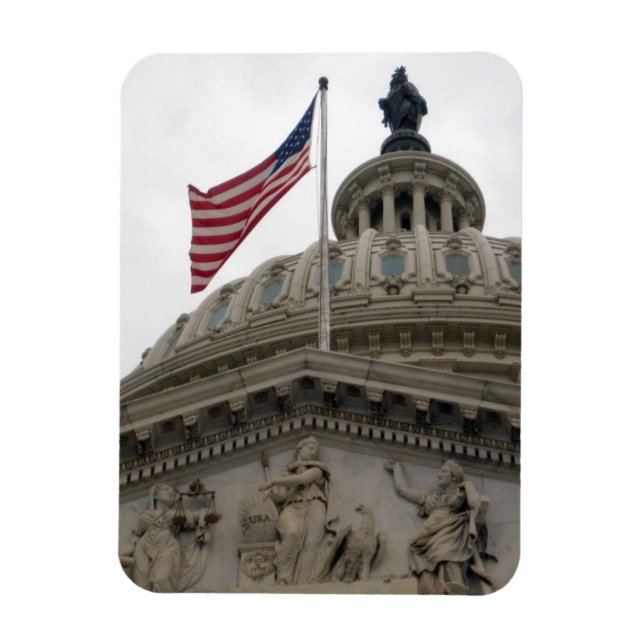 Íman US Capitólio Building with American Flag - East (Vertical)