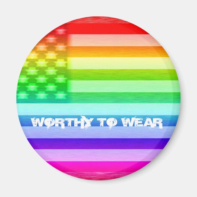 Íman US Flag Rainbow - Digno de Veste (Frente)