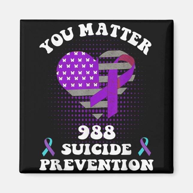 Íman Us Flag You 988 Suicide Prevention Awareness Ribbo (Frente)