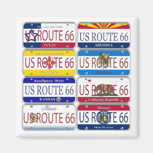 Íman US ROUTE 66 Todos os 8 Estados Vanity Plates