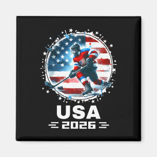 Íman Usa 2026 Hóquei Bandeira Americana Mulheres Homens