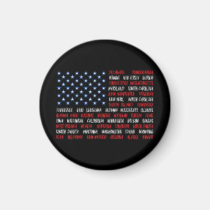 Íman USA American Flag All 50 State Names