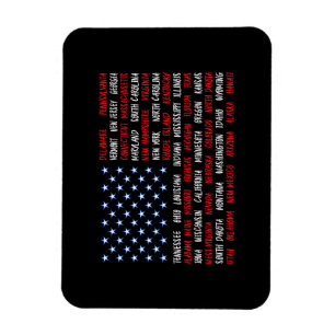 Íman USA American Flag All 50 State Names