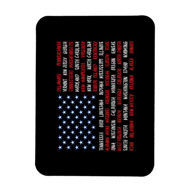 Íman USA American Flag All 50 State Names (Vertical)