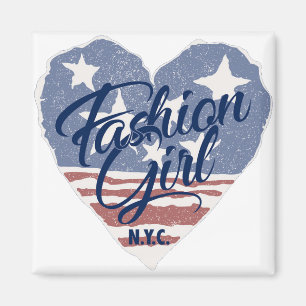 Íman USA Fashion girl , usa bandeira do coração nyc