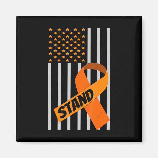Íman USA Flag Ribbon Leukemia Awarkemia - Apoio à Famíl (Frente)