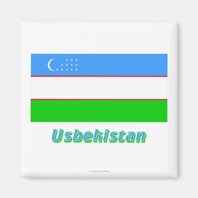 Íman Usbequistão Flagge mit Namen (Frente)