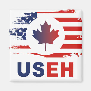 Íman USEH Half Canadian American Canada USA Flag United