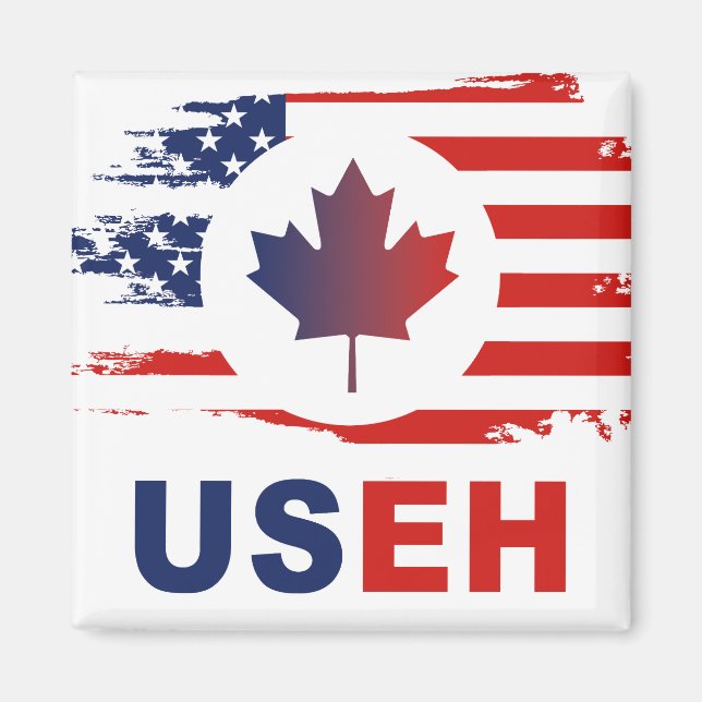 Íman USEH Half Canadian American Canada USA Flag United (Frente)
