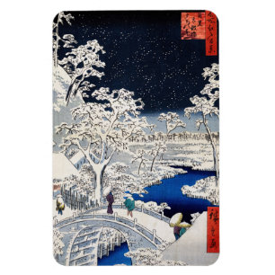 Íman Utagawa Hiroshige - Ponte do Tambor em Meguro