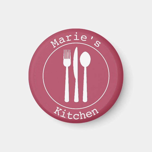 Íman Utensílios Fofos Cozinha Personalizada pertence a (Frente)