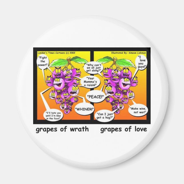 Íman Uvas de Ira, Amor & Guerra Presentes e Camisetas D (Frente)