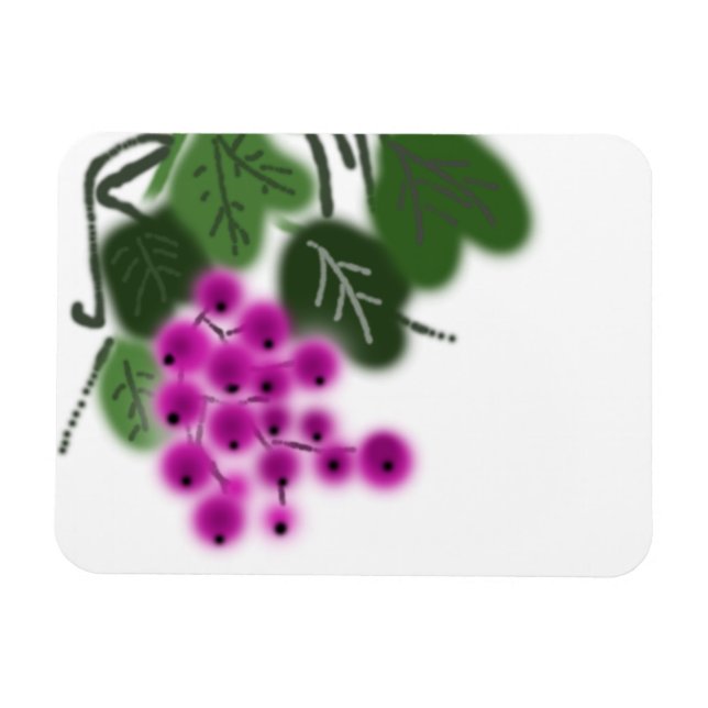 Íman uvas roxas e folhas verdes (Horizontal)