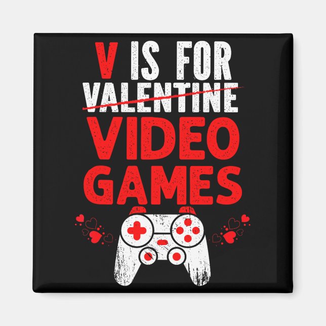 Íman V é para valentines de videogames engraçado garoto (Frente)
