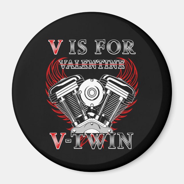 Íman V is for Valentine, V-Twin Motorcycle. Biker (Frente)