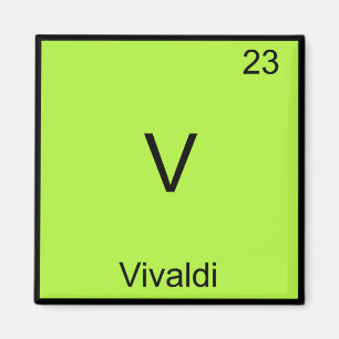 Íman V - Vivaldi Camiseta Símbolo de Elemento de Químic