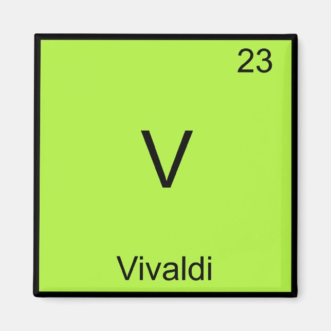 Íman V - Vivaldi Camiseta Símbolo de Elemento de Químic (Frente)