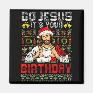 Íman Vá Jesus É Seu Aniversário Suéter Feio De Natal