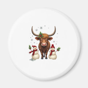 Íman Vaca Alta Escocesa de Natal Vintage com Homens de