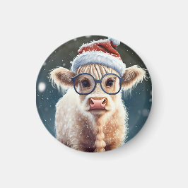 Íman Vaca Bela Em Terra Alta Na Neve