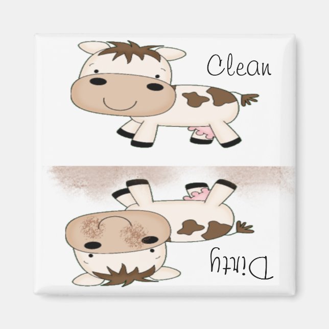 Íman Vaca de Cartoon Bonita Cean e Suja (Frente)