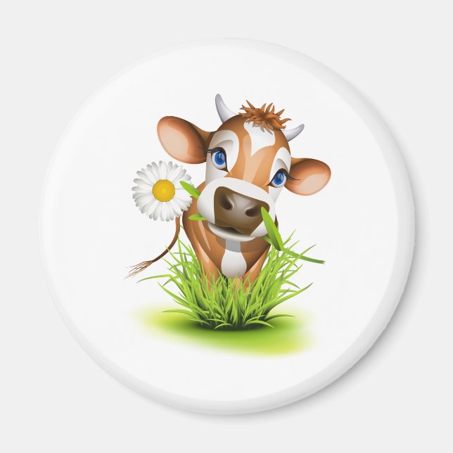 Íman Vaca de Jersey na grama (Frente)