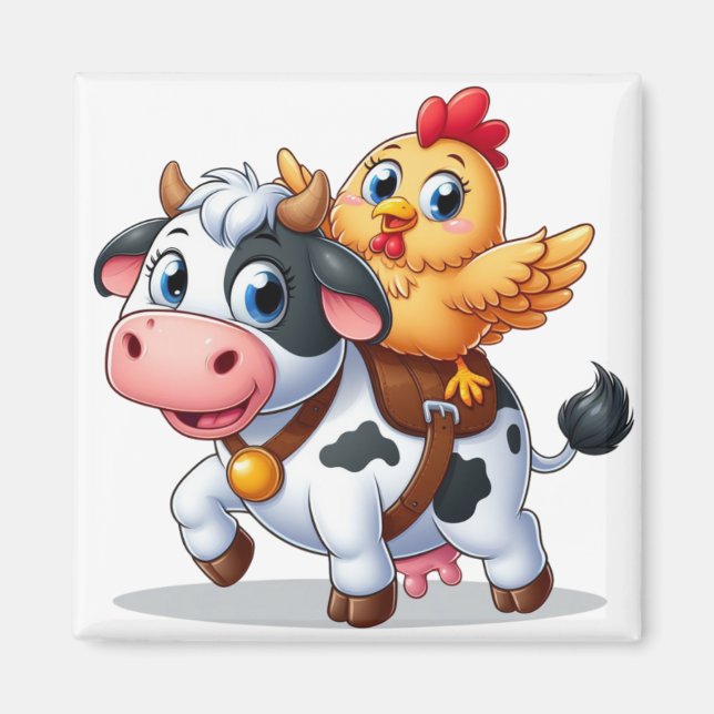 Íman vaca/galinha de desenho animado (Frente)