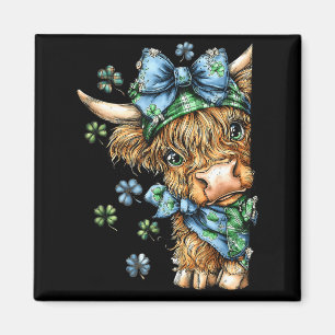 Íman vaca highland shamrock coquette laço st patrick's